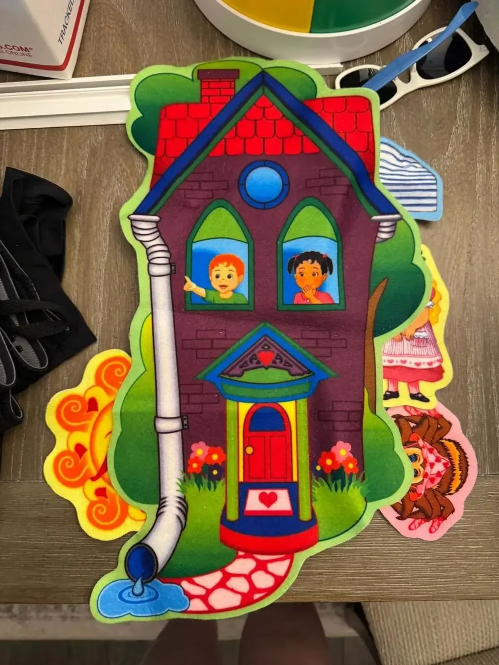 Vintage Felt Storytelling Set with House Backdrop and Character Figures
